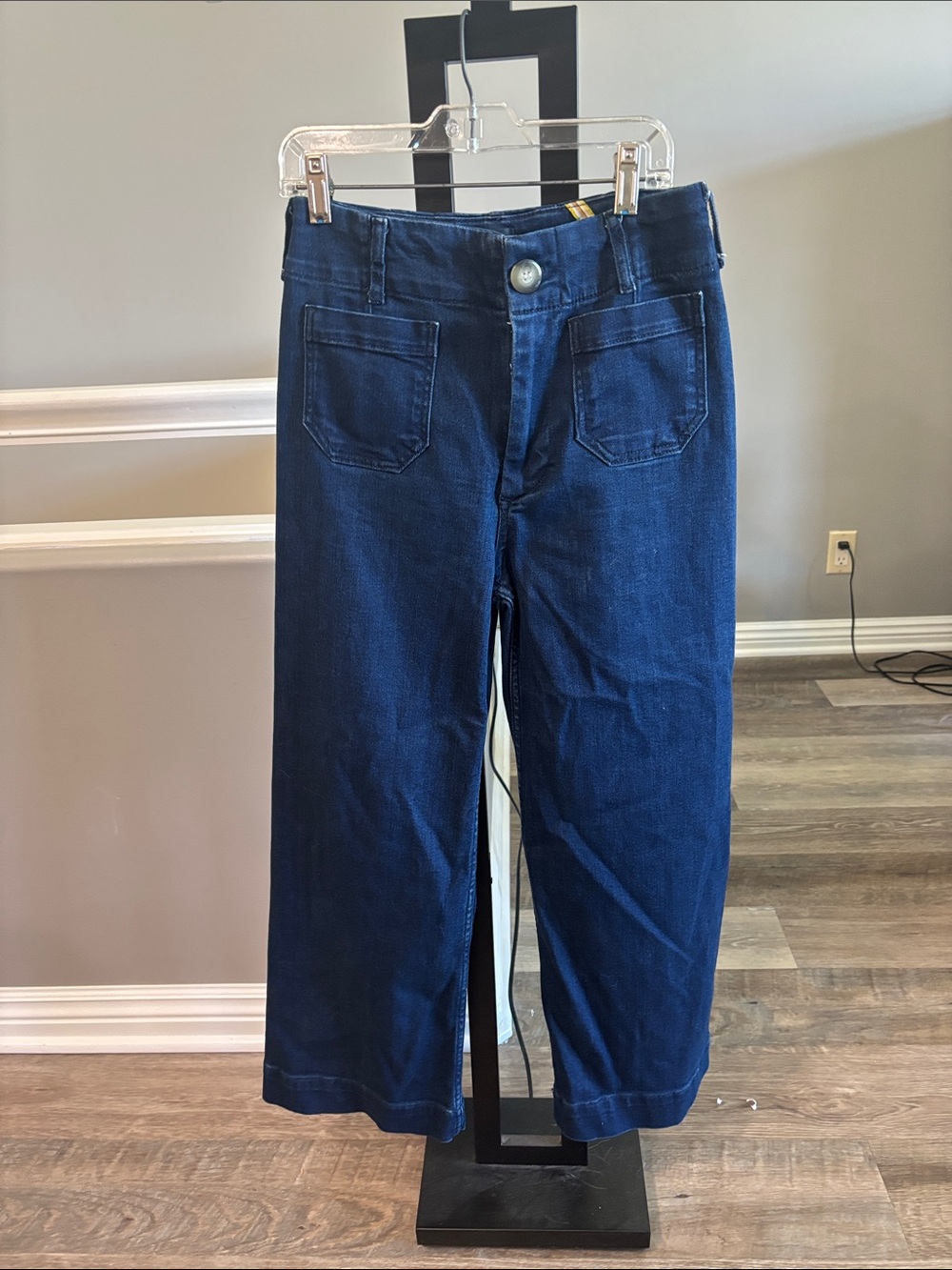 Anthropologie Dark Blue Colette Cropped Wide-Leg Jeans